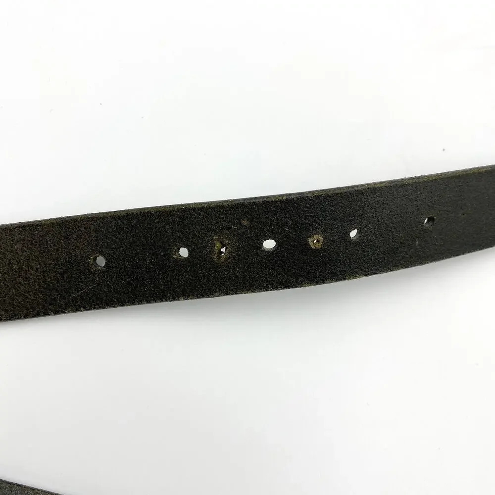 Coach Belt Lizard Textured Leather Black Silver 35